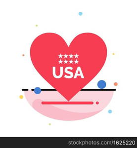 Heart, Love, American, Usa Abstract Flat Color Icon Template