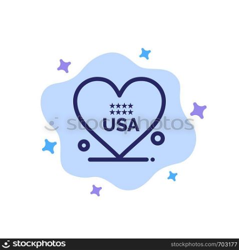 Heart, Love, American, Usa Blue Icon on Abstract Cloud Background