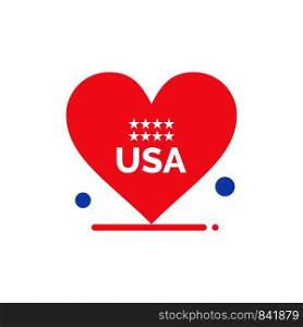Heart, Love, American, Usa Flat Color Icon. Vector icon banner Template