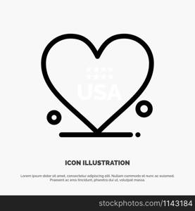 Heart, Love, American, Usa Line Icon Vector