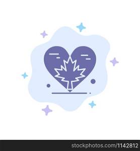 Heart, Love, Autumn, Canada, Leaf Blue Icon on Abstract Cloud Background