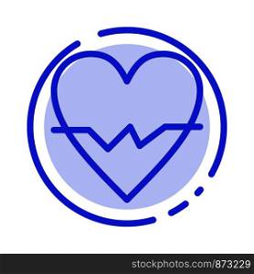 Heart, Love, Beat, Skin Blue Dotted Line Line Icon