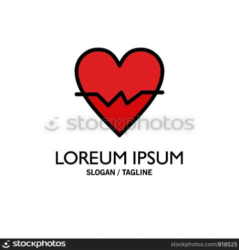 Heart, Love, Beat, Skin Business Logo Template. Flat Color
