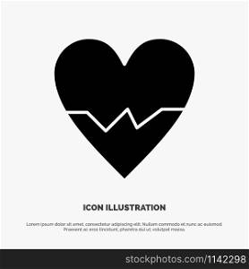 Heart, Love, Beat, Skin solid Glyph Icon vector