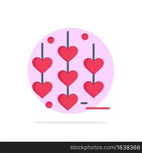 Heart, Love, Chain Abstract Circle Background Flat color Icon