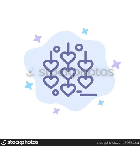 Heart, Love, Chain Blue Icon on Abstract Cloud Background