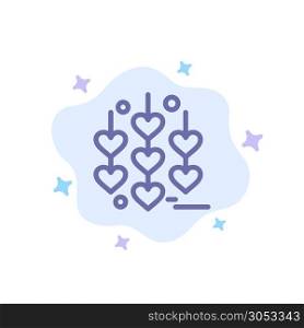 Heart, Love, Chain Blue Icon on Abstract Cloud Background