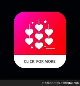 Heart, Love, Chain Mobile App Button. Android and IOS Glyph Version