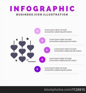 Heart, Love, Chain Solid Icon Infographics 5 Steps Presentation Background