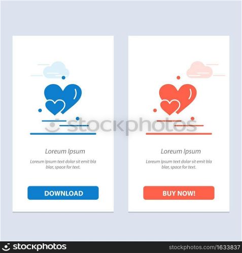 Heart, Love, Couple, Valentine Greetings  Blue and Red Download and Buy Now web Widget Card Template