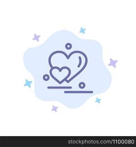 Heart, Love, Couple, Valentine Greetings Blue Icon on Abstract Cloud Background