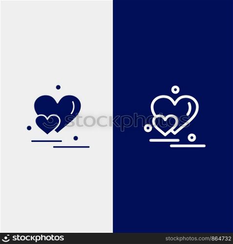 Heart, Love, Couple, Valentine Greetings Line and Glyph Solid icon Blue banner Line and Glyph Solid icon Blue banner