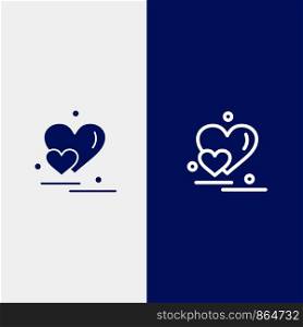 Heart, Love, Couple, Valentine Greetings Line and Glyph Solid icon Blue banner Line and Glyph Solid icon Blue banner