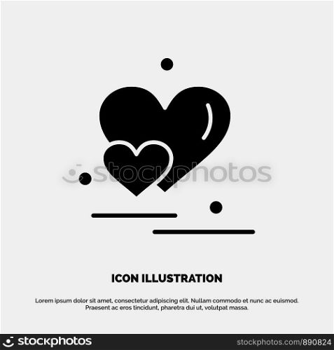 Heart, Love, Couple, Valentine Greetings solid Glyph Icon vector