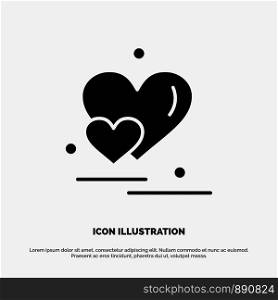 Heart, Love, Couple, Valentine Greetings solid Glyph Icon vector