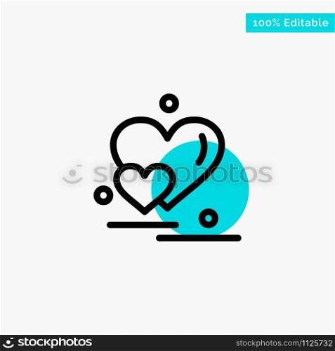 Heart, Love, Couple, Valentine Greetings turquoise highlight circle point Vector icon