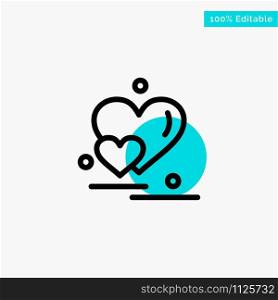 Heart, Love, Couple, Valentine Greetings turquoise highlight circle point Vector icon