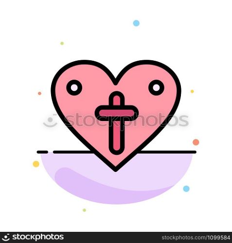 Heart, Love, Easter, Loves Abstract Flat Color Icon Template