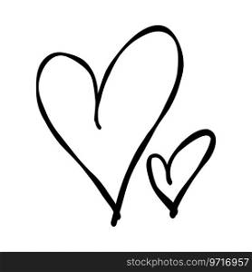 heart love icon doodle element black white vector illustration