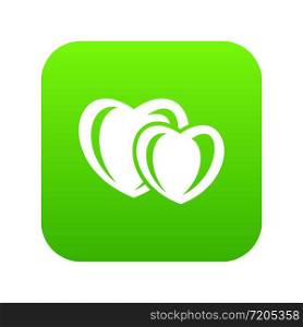 Heart love icon green vector isolated on white background. Heart love icon green vector