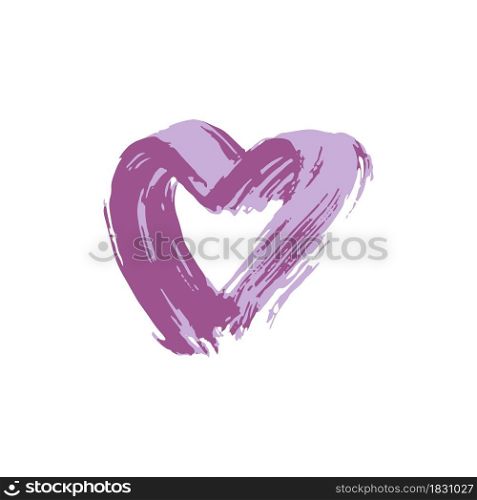Heart, love icon. Hand drawing paint, brush drawing. Isolated on a white background. Doodle grunge style icon. Decorative. Outline, line icon, cartoon illustration. Doodle grunge style icon. Decorative element. Outline, cartoon line icon