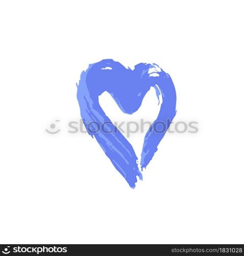 Heart, love icon. Hand drawing paint, brush drawing. Isolated on a white background. Doodle grunge style icon. Outline icon, cartoon illustration. Valentine&rsquo;s Day. Doodle grunge style icon. Decorative element. Outline, cartoon line icon