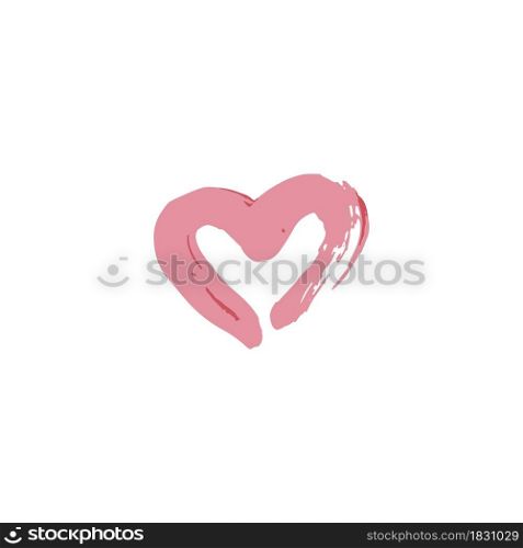 Heart, love icon. Hand drawing paint, brush drawing. Isolated on a white background. Doodle grunge style icon. Outline, cartoon illustration. Valentine&rsquo;s Day. Doodle grunge style icon. Decorative element. Outline, cartoon line icon