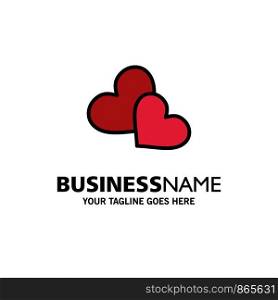 Heart, Love, Loves, Wedding Business Logo Template. Flat Color