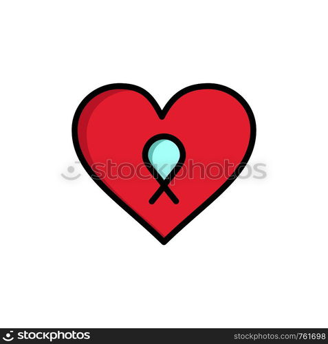 Heart, Love, Romance, Patient Flat Color Icon. Vector icon banner Template