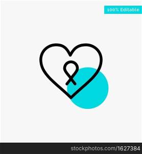 Heart, Love, Romance, Patient turquoise highlight circle point Vector icon