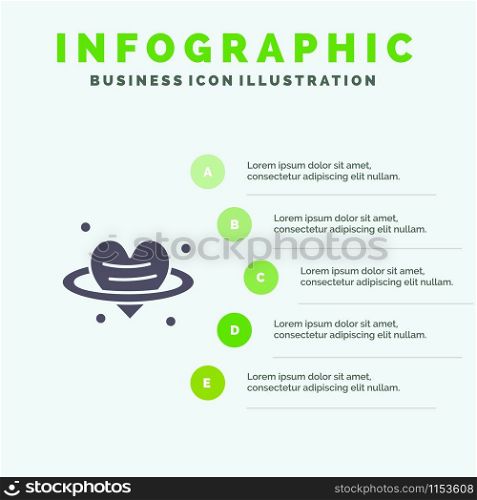 Heart, Love, Valentine, Valentinea??s Day Solid Icon Infographics 5 Steps Presentation Background