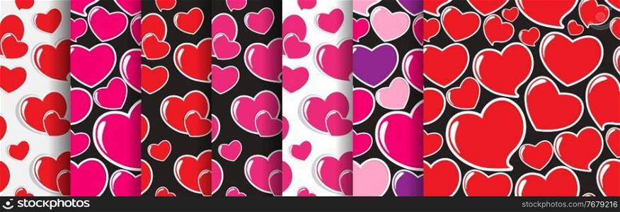 Heart Love, Valentines Day Seamless Pattern Background Collection Set Vector Illustration. Heart Love, Valentines Day Seamless Pattern Background Collection Set Vector Illustration EPS10