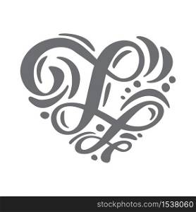 Heart love vector Hand Drawn calligraphic scandinavian floral L logo. Uppercase Hand Lettering Letter L with curl. Wedding Floral Design.. Heart love vector Hand Drawn calligraphic scandinavian floral L logo. Uppercase Hand Lettering Letter L with curl. Wedding Floral Design