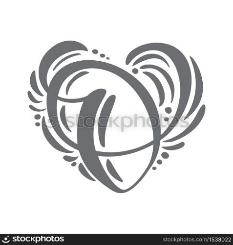 Heart love vector Hand Drawn calligraphic scandinavian floral O logo. Uppercase Hand Lettering Letter O with curl. Wedding Floral Design.. Heart love vector Hand Drawn calligraphic scandinavian floral O logo. Uppercase Hand Lettering Letter O with curl. Wedding Floral Design