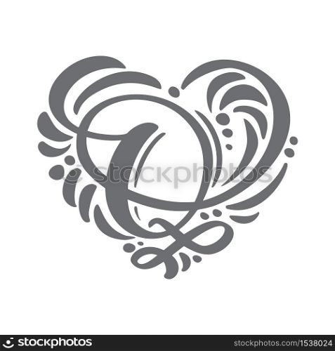 Heart love vector Hand Drawn calligraphic scandinavian floral Q logo. Uppercase Hand Lettering Letter Q with curl. Wedding Floral Design.. Heart love vector Hand Drawn calligraphic scandinavian floral Q logo. Uppercase Hand Lettering Letter Q with curl. Wedding Floral Design