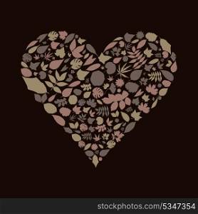 Heart made from leaf. A vector illustration