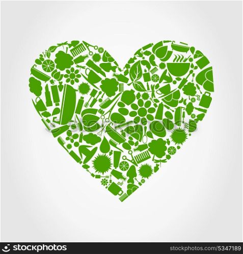 Heart made from spa. A vector illustration