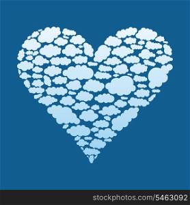 Heart made of a cloud. A vector illustration