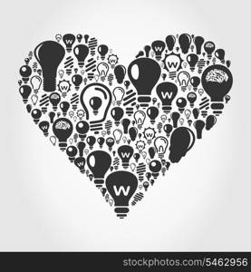 Heart made of bulbs. A vector illustration