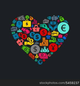 Heart made of business. A vector illustration