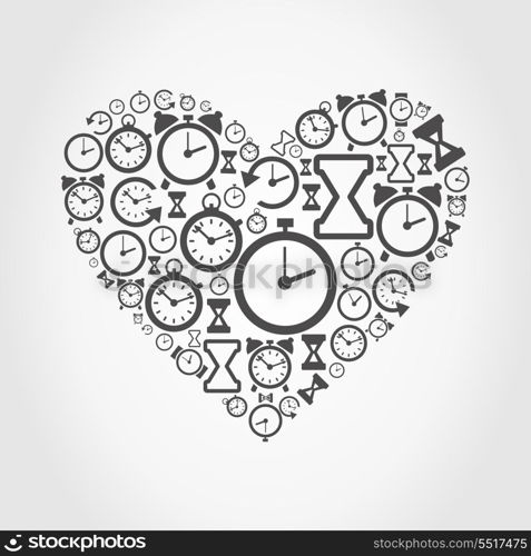 Heart made of hours. A vector illustration