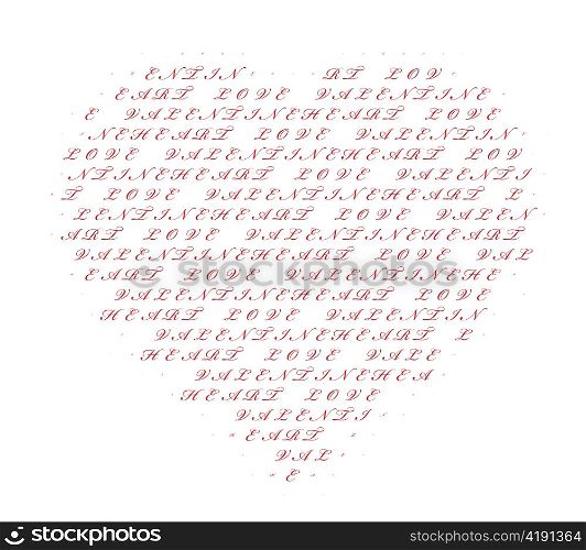 heart made of text