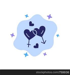 Heart, Man, Women, Love, Valentine Blue Icon on Abstract Cloud Background