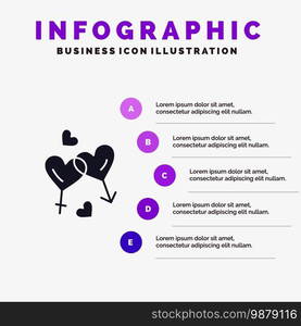 Heart, Man, Women, Love, Valentine Solid Icon Infographics 5 Steps Presentation Background