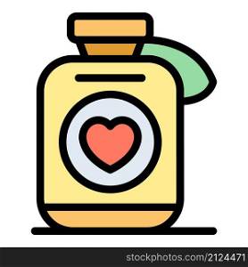 Heart medication icon. Outline heart medication vector icon color flat isolated. Heart medication icon color outline vector