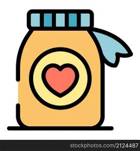 Heart medicine bottle icon. Outline heart medicine bottle vector icon color flat isolated. Heart medicine bottle icon color outline vector