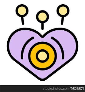 Heart meditation icon outline vector. Stress mind. Soul massage color flat. Heart meditation icon vector flat