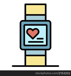 Heart monitor bracelet icon. Outline heart monitor bracelet vector icon color flat isolated. Heart monitor bracelet icon color outline vector