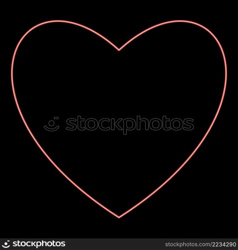 Heart neon red color icon illustration flat style simple image. Heart neon red color icon flat style simple image