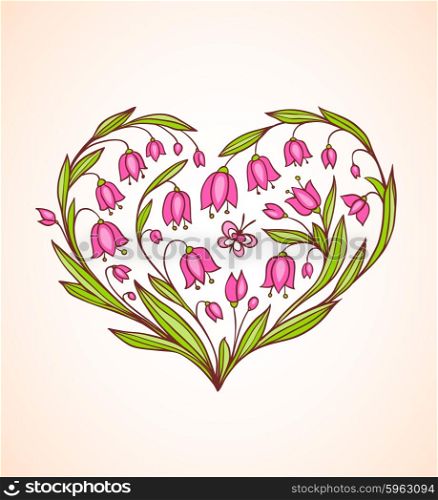 Heart of pink flowers for Valentine&rsquo;s Day